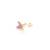 Stainless Steel Thin Rod Ear Bone Studs Purple Butterfly Heart Earrings