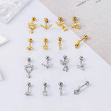 Zircon Stainless Steel Earrings for Women Piercing Heart Spider Dangle Stud