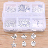 120Pcs Letter Charm Heart Palm Pendant Kit Box DIY Jewelry Making