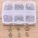 120Pcs Letter Charm Heart Palm Pendant Kit Box DIY Jewelry Making