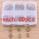 120Pcs Letter Charm Heart Palm Pendant Kit Box DIY Jewelry Making