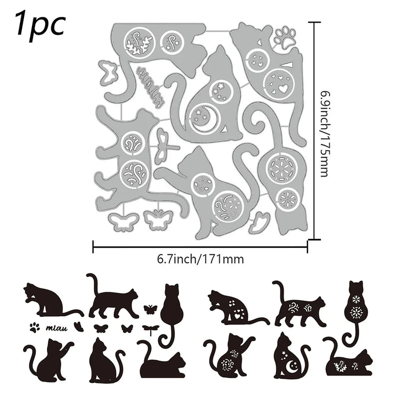 Flower Cat Cutting Dies - Metal Kitty Die Cuts for Scrapbook