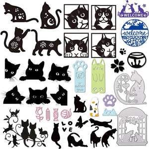 Flower Cat Cutting Dies - Metal Kitty Die Cuts for Scrapbook