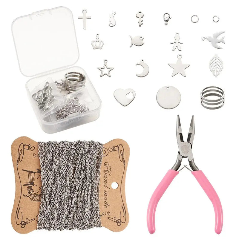 304 Stainless Steel Pendants & Cable Chains with Pliers & Clasps