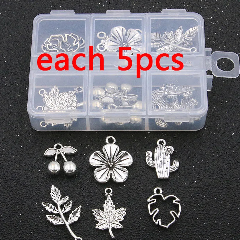 30Pcs/Lot Charm Fruit Leaves Plant Flower Pendant DIY Jewelry Making Material