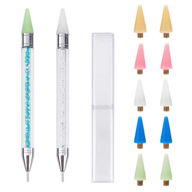 Acrylic Double-end Wax Head Drill Pens for DIY Nail Art Decoration