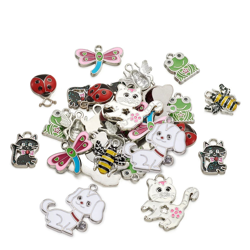 Alloy Enamel Pendants Mixed Fruits Animals DIY Jewelry Making