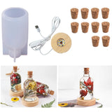 Bottle-Shaped LED Light Bulb Silicone Resin Mold with Wooden Base Stand