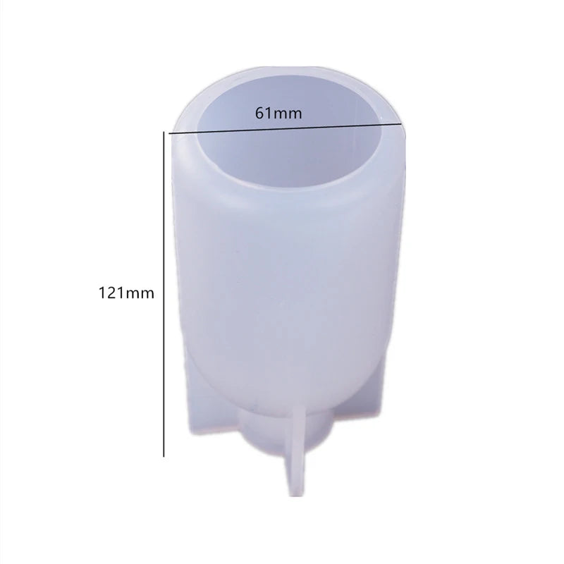 Bottle-Shaped LED Light Bulb Silicone Resin Mold with Wooden Base Stand