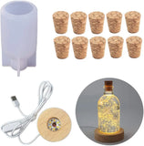 Bottle-Shaped LED Light Bulb Silicone Resin Mold with Wooden Base Stand
