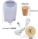 Bottle-Shaped LED Light Bulb Silicone Resin Mold with Wooden Base Stand