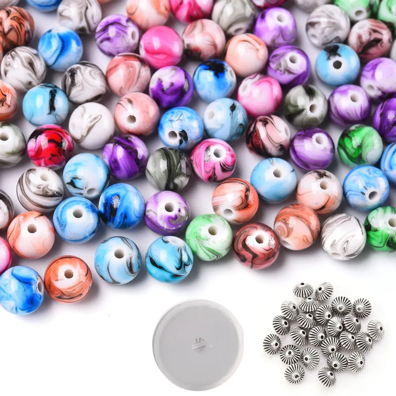 Bracelet Necklace Kit Acrylic Beads Alloy Elastic Thread 330pcs