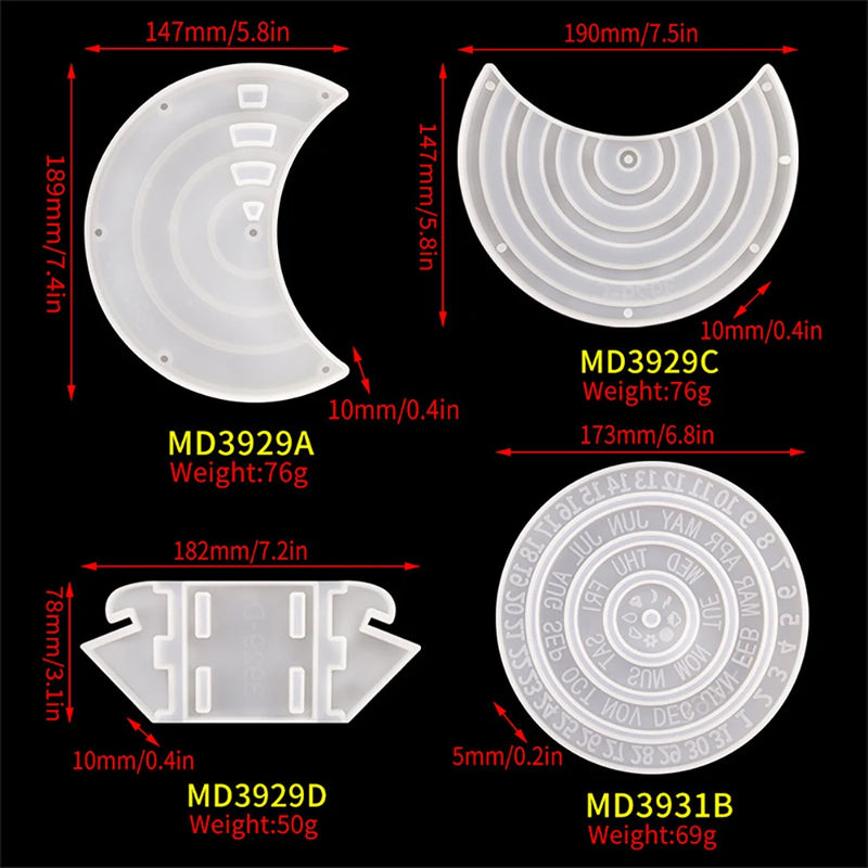 Silicone Perpetual Calendar Epoxy Resin Mold DIY Home Decor