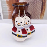 Christmas Dwarf Snowman PU Leather Earrings Ornaments