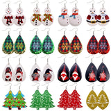 Christmas Dwarf Snowman PU Leather Earrings Ornaments