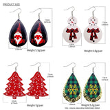 Christmas Dwarf Snowman PU Leather Earrings Ornaments
