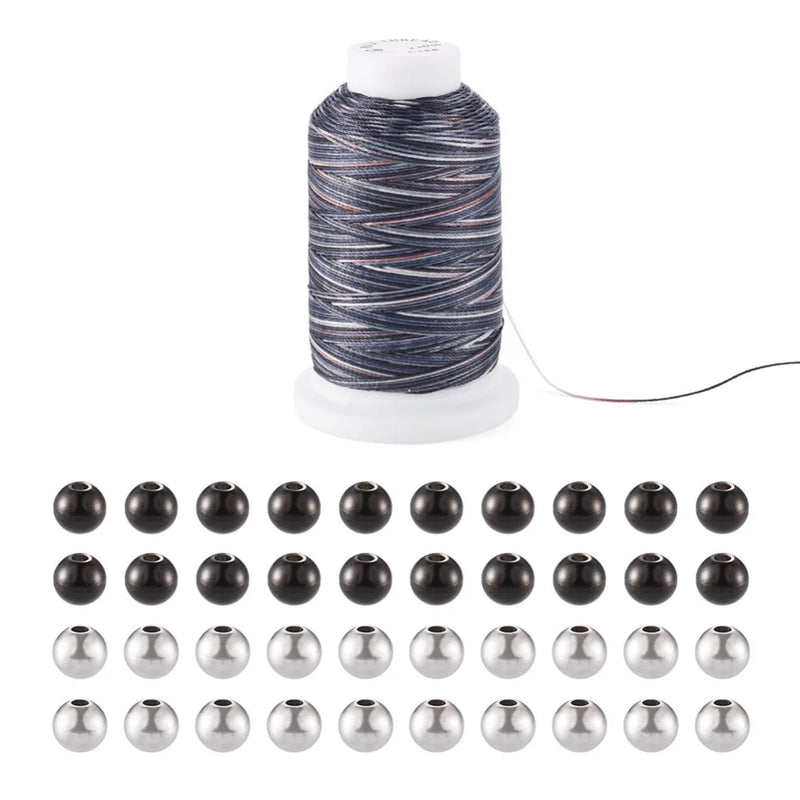DIY Beaded Bracelet Kit with Steel Beads, Cord