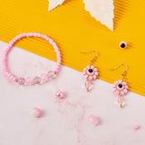 DIY Beaded Dangle Earring Pendant Kit Pink Acrylic Beads Evil Eye Links