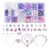 DIY Beaded Dangle Earring Pendant Kit Pink Acrylic Beads Evil Eye Links