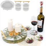 Crystal Epoxy Resin Coaster Mould Round Tray Silicone Mould with Handles