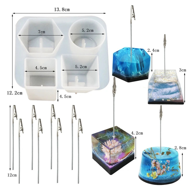 Crystal Epoxy Resin Mold for Memo Clip, Card Stand, Jewelry, Silicone Mold