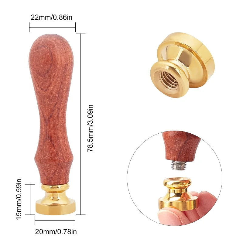 DIY Stamp Making Kit with Pear Wood Handle and Blank Wax Seal Brass Stamp Head