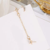 Stainless Steel Double Star Moon Stud Earrings Set Women Jewelry