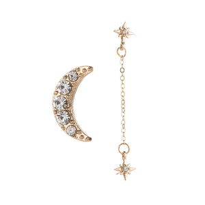 Stainless Steel Double Star Moon Stud Earrings Set Women Jewelry
