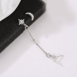 Stainless Steel Double Star Moon Stud Earrings Set Women Jewelry