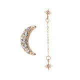 Stainless Steel Double Star Moon Stud Earrings Set Women Jewelry