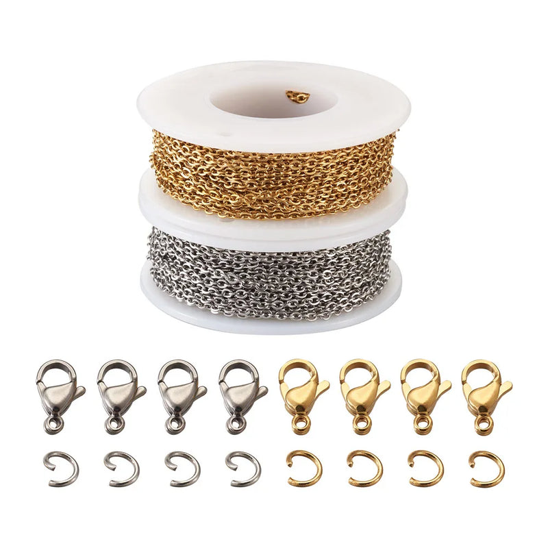 Golden Stainless Steel Cable Chain DIY Jewelry Making Kit