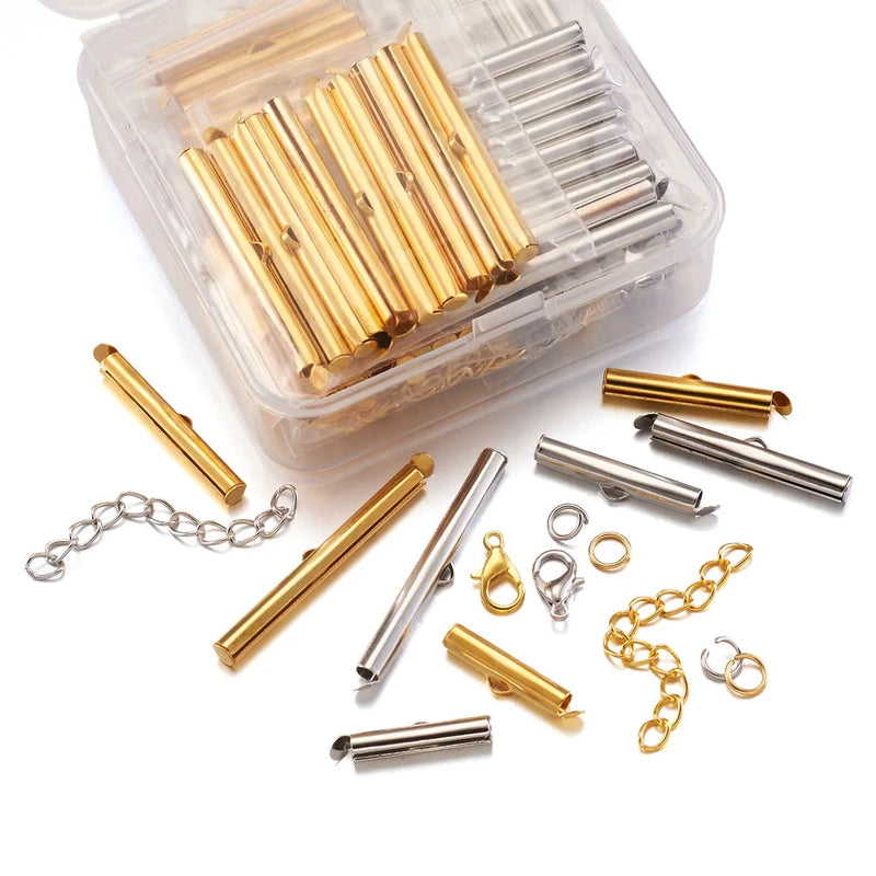 Iron Slide On End Tubes Chain Extender Clasp for Jewelry Making