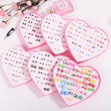 36 Pairs Cartoon Stud Earrings Set Crystal Hypoallergenic Plastic Jew