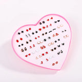 36 Pairs Cartoon Stud Earrings Set Crystal Hypoallergenic Plastic Jew