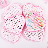36 Pairs Cartoon Stud Earrings Set Crystal Hypoallergenic Plastic Jew