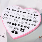 36 Pairs Cartoon Stud Earrings Set Crystal Hypoallergenic Plastic Jew