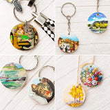 Wood Slices Discs Round Wooden Key Tags Blank Key Chains Keychain Supplies
