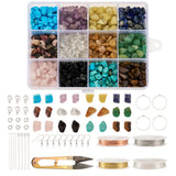Gemstone Beads & Copper Wire Jewelry Findings Set for DIY Making F50
