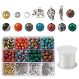 Gemstone Beads & Copper Wire Jewelry Findings Set for DIY Making F50