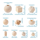 Natural Wood Beads Unfinished Round Geometric Polygon Bicone Spacer Wooden Beads