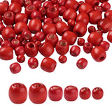 Wooden Barrel Rondelle Big Hole Beads for Jewelry Macrame Crafts Red Brown