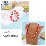 Wooden Barrel Rondelle Big Hole Beads for Jewelry Macrame Crafts Red Brown