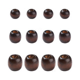 Wooden Barrel Rondelle Big Hole Beads for Jewelry Macrame Crafts Red Brown