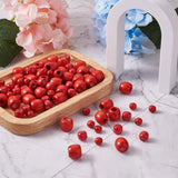 Wooden Barrel Rondelle Big Hole Beads for Jewelry Macrame Crafts Red Brown