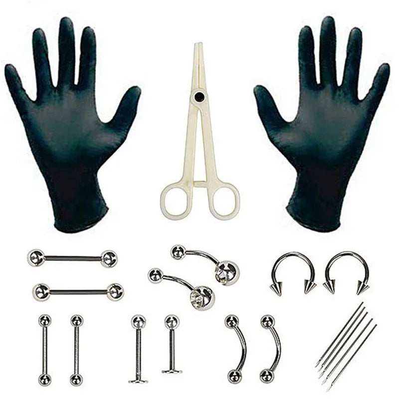 Piercing Jewelry Needles Kit for Belly Tongue Eyebrow Nipple Lip Nose