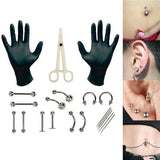 Piercing Jewelry Needles Kit for Belly Tongue Eyebrow Nipple Lip Nose