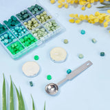 Green Sealing Wax Particles 363pcs + Spoon & Candle for Retro Seal Stamp