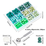 Green Sealing Wax Particles 363pcs + Spoon & Candle for Retro Seal Stamp