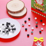 Silicone Beads 12Mm Round Mix Cow Print For Keychain Crafts