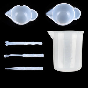 Silicone Tool for UV Resin Epoxy Molding Dispensing Cup Stirring Bars